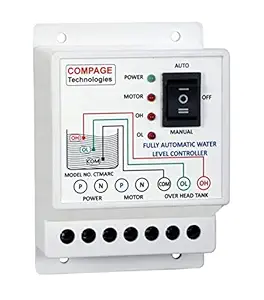 Fully Automatic Metal Water level Controller and Indicator with 3 Sensors (White)
