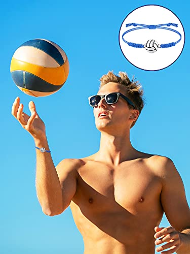 Jadive 20 Pieces Volleyball Bracelets Adjustable Volleyball Charm Bracelet Volleyball Cord Braided Rope Bracelet With Charm Gifts For Graduation Girl Teens Most Sport Team Players (Mixed Colors) #TOP4