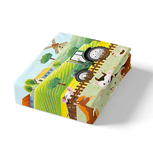 Tractor Bedding Sets For Boys Twin Size Toddler Kids Cute Cartoon Farm Animals Duvet Cover Girls Children Farmhouse Country Style Comforter Cover Set Colorful Room Decor Nature Theme Bedspread Cover #TOP4