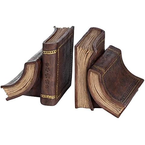 Hill Interiors Pair of Old Books Bookends, Brown Resin Cover