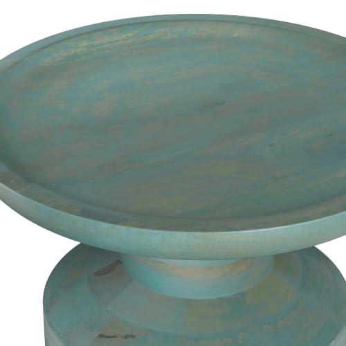 SIMPLIHOME Haynes 16" Wide Solid Wood Round End Table in Teal Wash by SIMPLIHOME - Used condition - Image 5