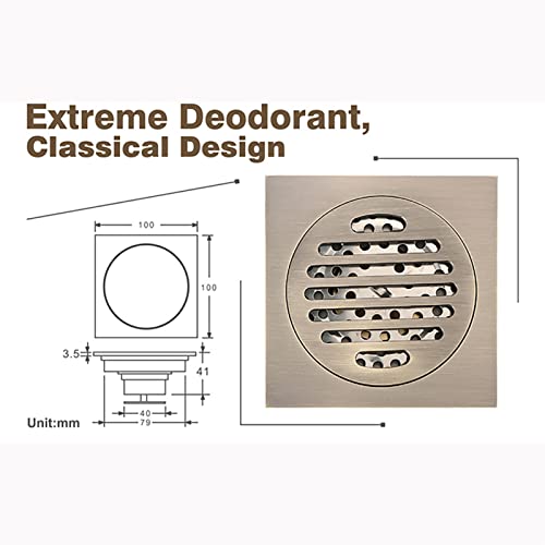 Drain de sol carré en laiton haut de gamme avec crépine anti-odeur pour douche de salle de bain - 6