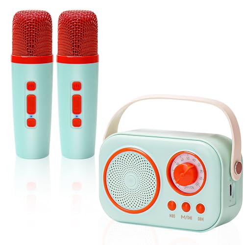 Kids Karaoke Machine with Two Microphone,Kids Toys for Girls and Boys Gifts,Christmas Birthday Gifts for Girls Boys Age 4-12 Years Old. (Green)