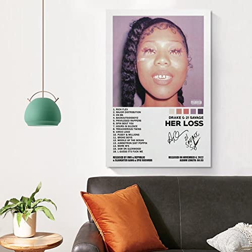Bichi Drake & 21 Savage Poster Her Loss Album Cover Posters Canvas Art Poster And Wall Art Picture Print Modern Family Bedroom Decor Posters 08X12Inch(20X30Cm) #TOP3