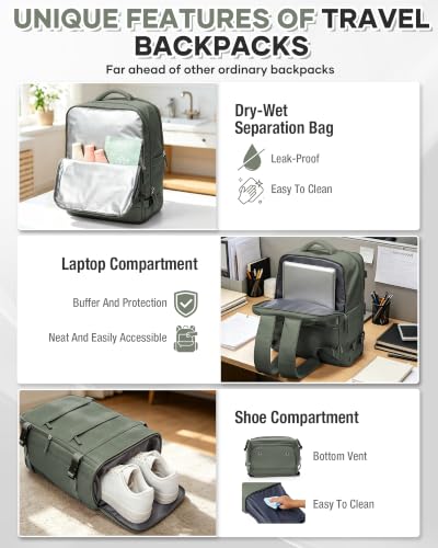 Miniatura 4 de Szsycn Mochila Viaje Cabina Avion Para Ryanair 40 20 25 Maletas De Viaje Cabina Avion Bolsa De Cabina Easyjet Equipaje De Mano Cabina Avion Mochila De Senderismo,Verde Ejército