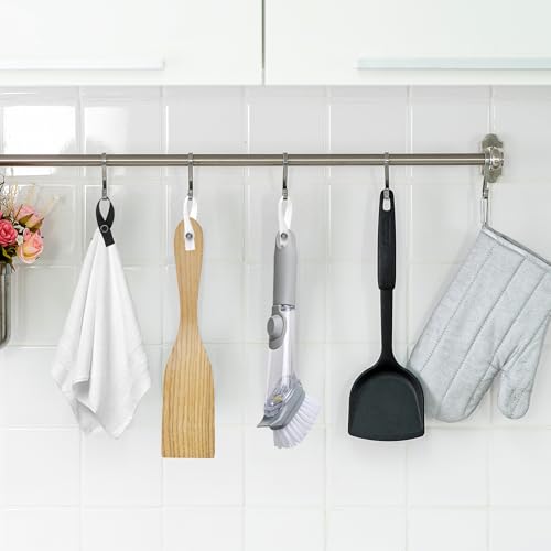 Piuluvor® 30 Stück Nähfrei Aufhänger für Handtücher 150 × 12 mm Handtuch Aufhänger mit Druckknopf Verschluss Aufhänger für Handtücher Weiß Handtuchaufhänger
