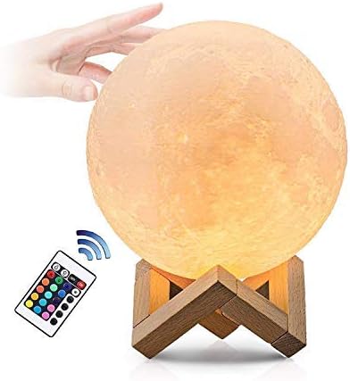 Moon Lamp 3D Moon Light with Dock, U-home LED Night Light 16 Colors Remote Control USB Rechargeable Adjustment Brightness Dimmable for Creative Home Decoration and Gifts (12cm/4.72 in)