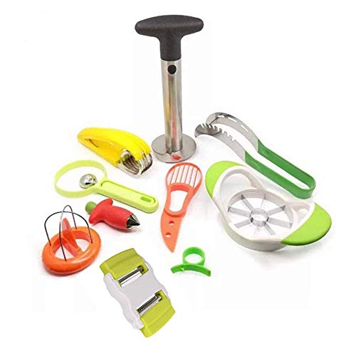 Fruit Slicer Peeler Set of 10-Pineapple CorerAvocado KnifeWatermelon SlicerApple Corer SlicerBanana Cantaloupe SlicerOrange PeelerStrawberry HullerVegetable Scraping - Kitchen Fruit Tools Sets