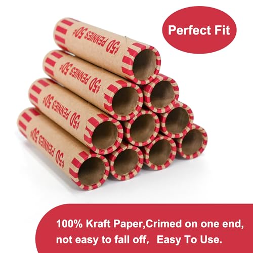 Image of LLIKED 1,200 PCS Pennie Preformed Coin Roll Wrappers-Pennies