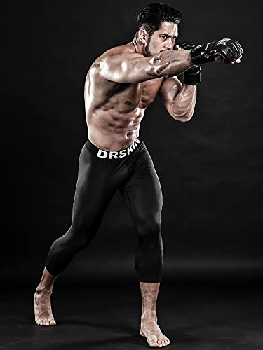Drskin 3 Pack Men’s 3/4 Compression Pants Tights Leggings Shorts Sports Baselayer Running Workout Active (Classic B801 3P, L) #TOP3