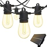 SUNTHIN 24ft(7M) Solar LED Lichterkette für Außenbereich,8 0.1W S14 Bruchsicheren Kunststoffbirnen,IP65 Wasserdicht,4 Licht Modi,2700K,USB Aufladbar,für Garten,Pool,Garten,Party,Camping(Warmweiß)…