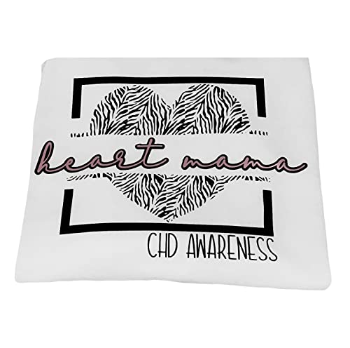 Heart Mama Sweatshirt - Mom of a Heart Warrior Sweatshirt - CHD Awareness Clothes for Women - Adult Unisex Sized - Zebra Print - Sweathshirts for Heart Month - Heart Warrior Gifts by Kikilishop3
