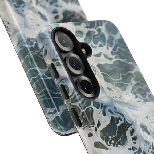 Coque Samsung S25 bleu motif eau mousseuse à finition brillante