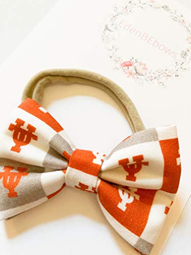 University of Texas Longhorn Longhorns newborn baby girl toddler nylon headband bow - made in USA