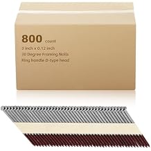 30 Degree Framing Nails 3"X .12" Smooth Shank 800 Count,D Head Paper Tape Strip Nails, for 30 to 34 Degree Framing Nailer