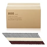 30 Degree Framing Nails 3"X .12" Smooth Shank 800 Count,D Head Paper Tape Strip Nails, for 30 to 34 Degree Framing Nailer