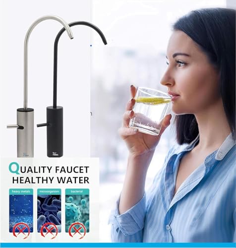 Image of Fossa Opera J Bend RO Tap Kitchen Water Filter Faucet | 100% Lead-Free Drinking Water Faucet | Stainless Steel | 360 Swivel Spout | Brushed Nickel Black Finish | Rust-Free Healthy Water Filter Tap