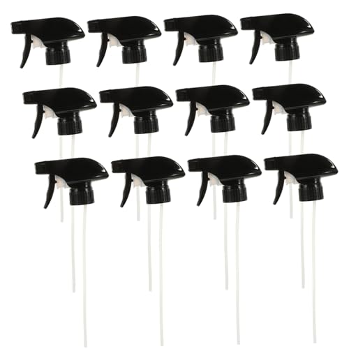 SEWACC 12 piezas Boquillas Spray Reemplazo Negro Durables para Pulverizador Agua Limpieza Plantas Aceites Esenciales