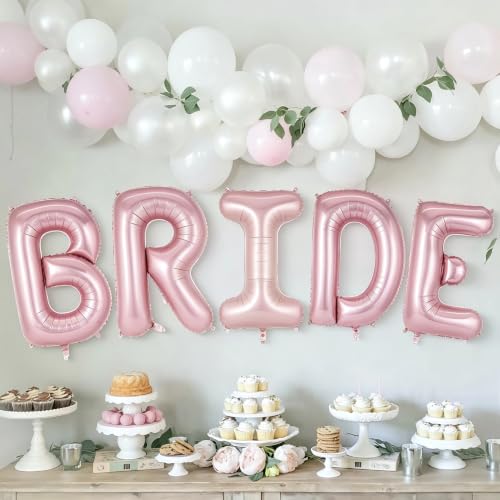 Image of 40 Inch Pink BRIDE Balloons, Giant Bride To Be Balloon, Letter Balloons for Bachelorette Party, Bridal Photo Booth Banner, Wedding Decorations