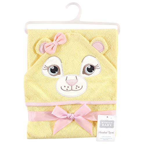 Image of Hudson Baby Unisex Baby Cotton Animal Face Hooded Towel, Lion Girl, One Size