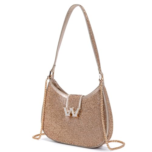 Image of BBTT.ful Rhinestone Evening Handbags Sparkling Crystal Purse Daily Casual Shoulder Bag