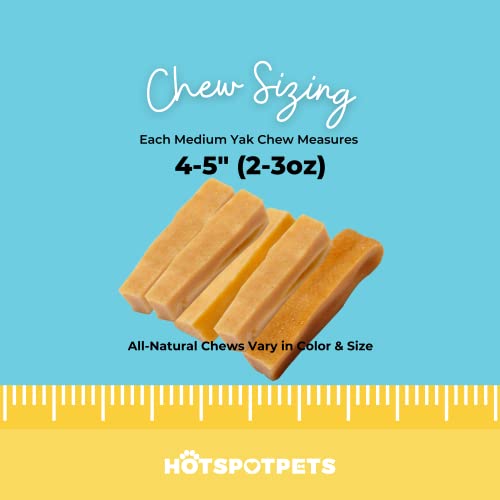 hotspot pets Medium Yak Chews for Dogs - Premium Long Lasting Yak Cheese Himalayan Dog Chews Bones - All Natural Rawhide Alternative Dog Treats (Medium - 4 Pack)