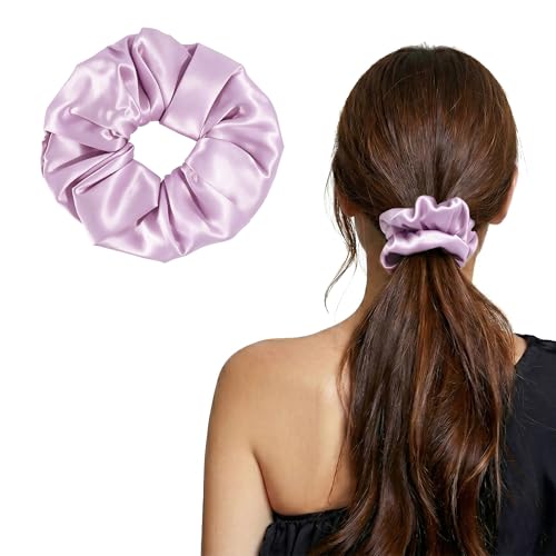 Chouchou en soie violet clair ZLYC idéal pour dormir sans trace