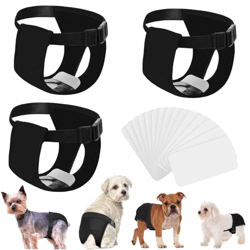 3Pcs Washable Dog Diapers - Black (M)