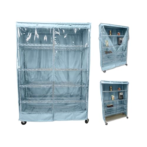 Formosa Covers Storage Shelving Rack Cover with One See Through PVC Panel in Color Glacier Blue (36