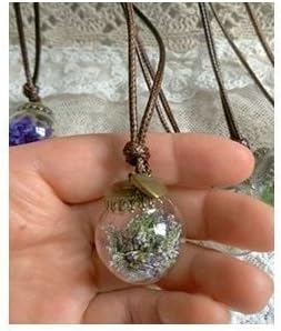 Terrarium Necklace Nature Jewelry Miniature Purple Flower Mini Glass Bottle