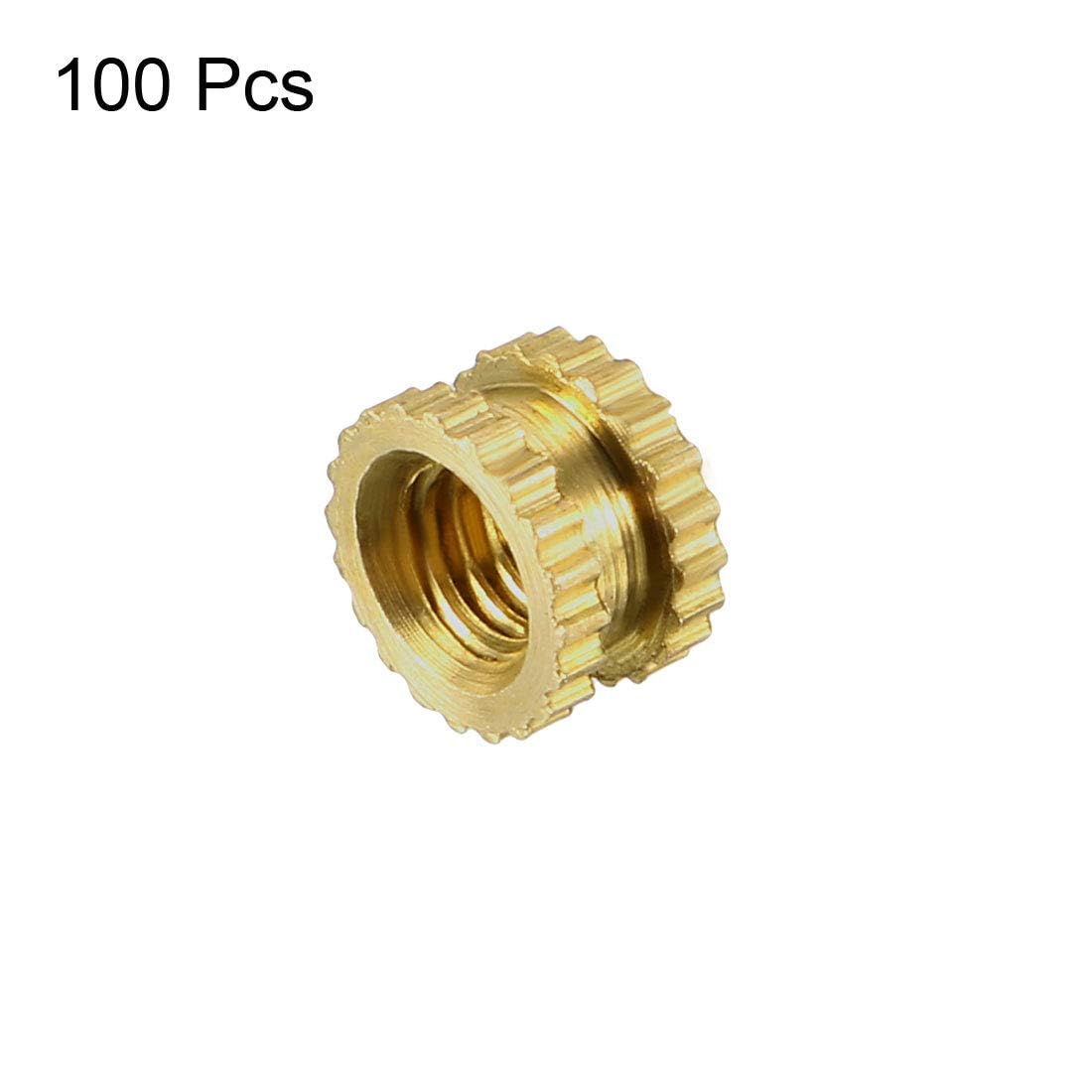 TOP-VIGOR 100Pcs Threaded Insert Knurled Nuts, M3 x 3mm x 5mm OD Brass Female Thread Knurled Nuts, Embedment Nut Insert for 3D Printer - Image 3