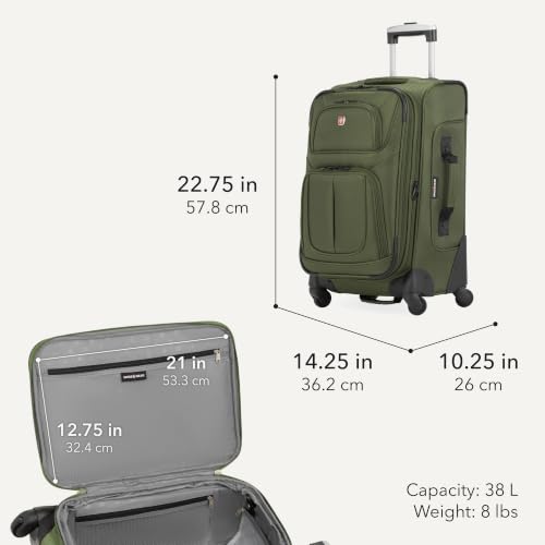 Image of SWISSGEAR Sion 2-Piece Travel Set, Softside Expandable Carry-On Spinner Bundled with 1900 ScanSmart 17 inch Laptop Backpack with RFID Blocking & Tech Organization, Evergreen