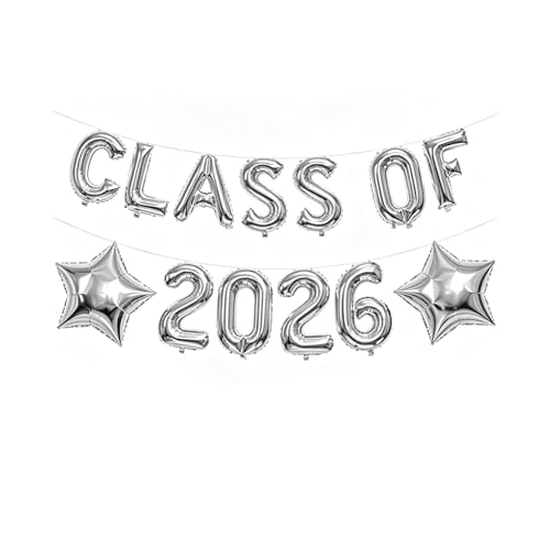 Lot de 15 ballons argentés pour la classe 2025 - Bannière de 40,6 cm - Kit de fête - Accessoires pour les bals de fin d'études supérieures