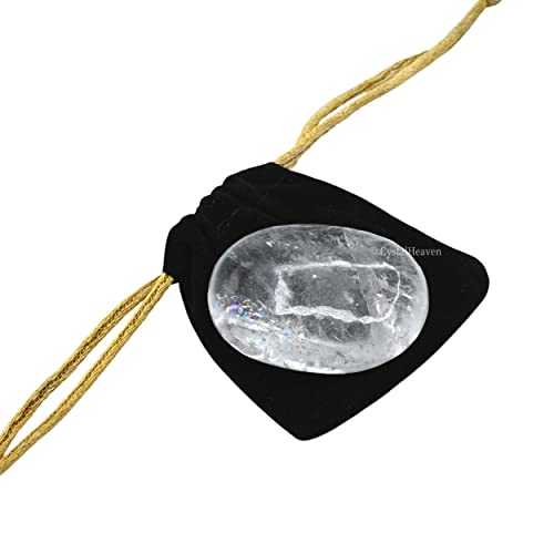 Image of Certified Clear Quartz Crystal Palm Pebbles Stones for Anxiety Stress Relief Massage - AAA Grade Original Healing Gemstone Agate Palm Stone for Yoga Meditation Spiritual Reiki Feng Shui