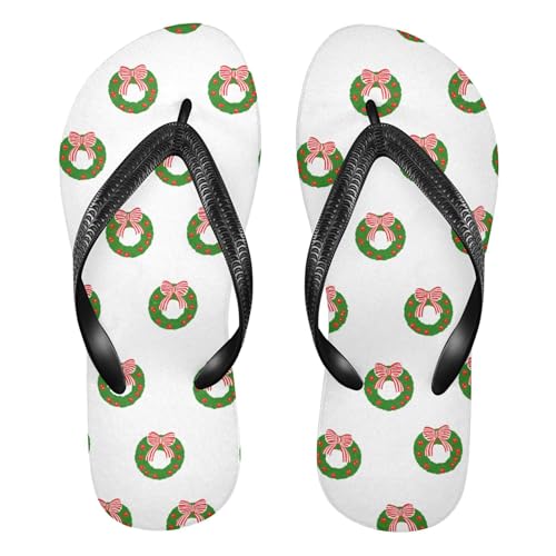 Burbuja Green Wreaths Flip Flops for Women Men, Soft Thong Sandals Rubber Slippers for Pool Beach Essentials