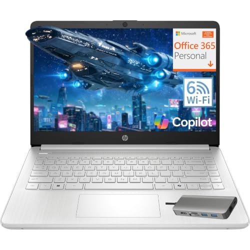 Image of HP Essential Laptop Computer for Home & Student with Office 365, 2026 Edition, 8GB RAM, 128GB Storage- Intel Processor - LED Display, HUB Docking Station, Portable Design, Copilot AI, Windows 11 S