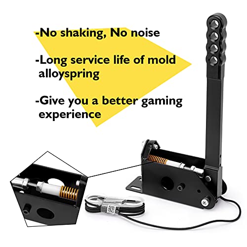aikeec 64Bit USB Handbremse für PC, Einstellbare SIM Rennspiele PC Handbrake mit Hoher Präzision und Linearität für LO GITECH G25 G27 G29 G920 G923 THRUST MASTER T300, Schwarz+Klemme