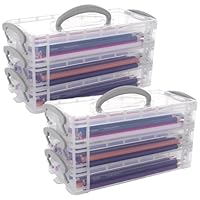 ASelected 2 Stück Stiftebox 3 Tier Stapelbar Stifte Organizer mit Snap-Dicht 20.5 x 10 x 10.5 cm Bürobedarf Organizer für Art Supply, Kosmetika, Werkzeugteile