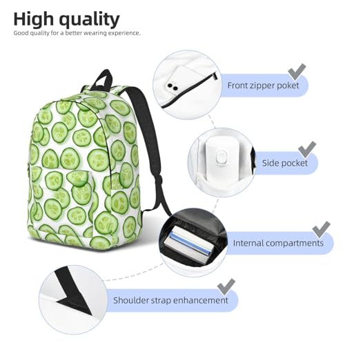 Travel Backpack for Women Men - 20L Bright Cucumber Slices Print Canvas Simple Modern Backpack Bag for Hiking3