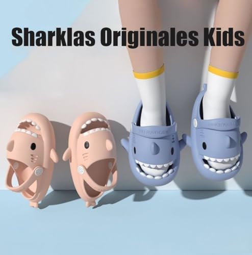 Hrtesus Sharklas Originales Kids, Shark Slides Kids, Chanclas de Tiburon, Sharky Chanclas with Adjustable Straps3