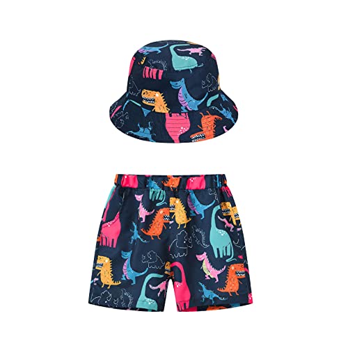 Generisch Impresiones Playa Niños Niñas Traje de Baño Niño Natación Infantil Pantalones Cortos Niños Natación Tirar en Trunks Traje de Baño Niños Sombreros Conjunto de Ropa de Niño 152 (Azul Oscuro, 3