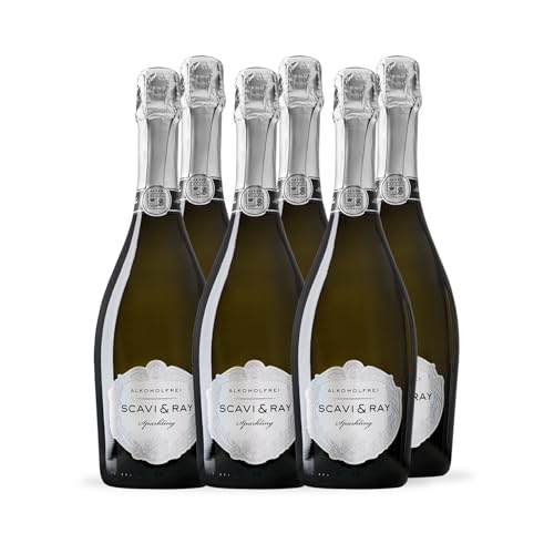 SCAVI & RAY alkoholfreier Sekt Sparkling 6 x 0,75l - 0,0% Alkohol, halbtrocken, fruchtig-frischer Schaumwein mit eleganter Perlage ohne Alkohol – perfekt für stilvolle & alkoholfreie Momente