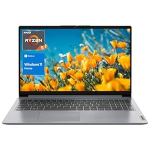 Lenovo IdeaPad 1 Laptop, 15.6″ FHD Display, AMD Ryzen 5 Hexa-core Processor(Beat i5-1035G7), 16GB RAM, 512GB SSD, Wi-Fi, Numeric Keypad, Webcam, Windows 11 Home, Grey