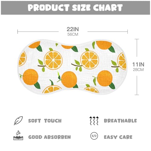 xigua Oranges Muslin Baby Burp Cloths Set of 2, Super Soft & Absorbent Burping Rags, Cotton Burp Clothes Shower Gift for Newborn, Baby Girls and Boys4