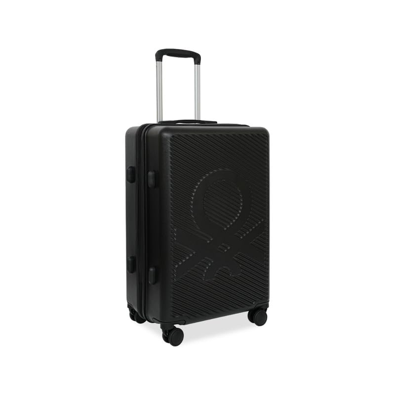 Image of United Colors of Benetton Large Hard Luggage Glide - Black | PC Check-in Trolley Bag | TSA Lock & 360 Spinner Wheels Suitcase | Telescopic Handle | Water Resistance | 75cm | 114L Capacity