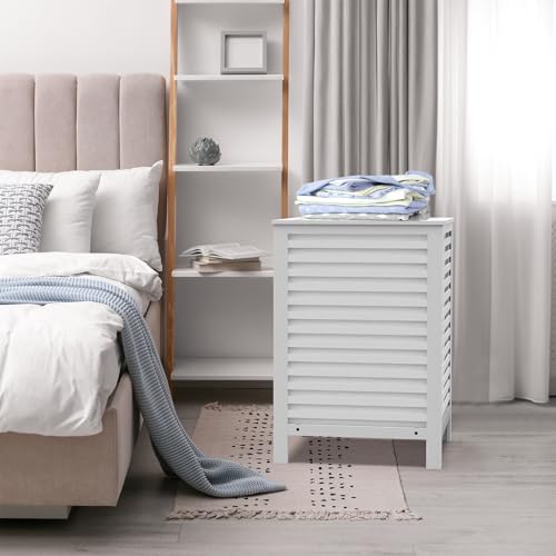 Thalomely Bamboo Laundry Hamper with Lid, 120L Large Double Laundry Basket with Removable Liner Bag, 2-Section Clothes Laundry Sorter for Bedroom, Bathroom, Laundry Room,18.5 x 18.5 x 25.6 Inches