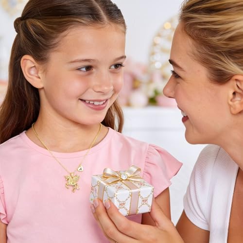 MONOOC Unicorn Gifts for Kids Girls - Unicorn Initial Necklace for Girls | Gift Box Packaging, Birthday Gifts for Kids Girl, 14K-Gold-Plated Necklace, Adjustable Length, Hypoallergenic Necklace — view 4
