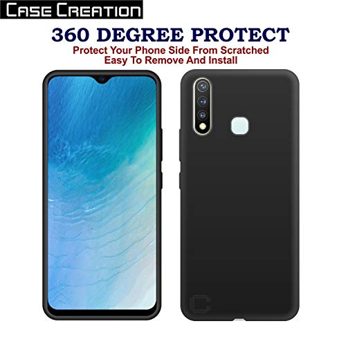 Image of Case Creation for VivoU3 2019 Back case, Vivo U3 Slim Flexible Smart Look case with 360 Camera All Angle Protection (Pure Black)
