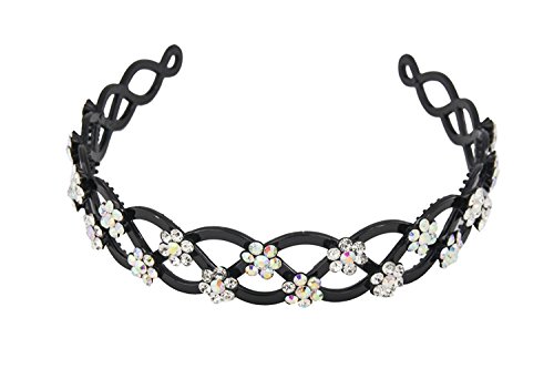 Yeshan Criss Cross Design Rhinestone and Crystal Strong Plastic Headband,Hairband for Women,ab White