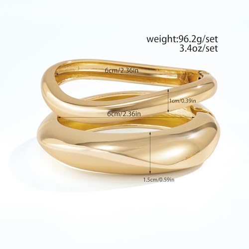 KunJoe Luxe Gold Chunky Bangle Bracelets for Women – Trendy Adjustable Cuff Jewelry for Effortless Style - Image 6